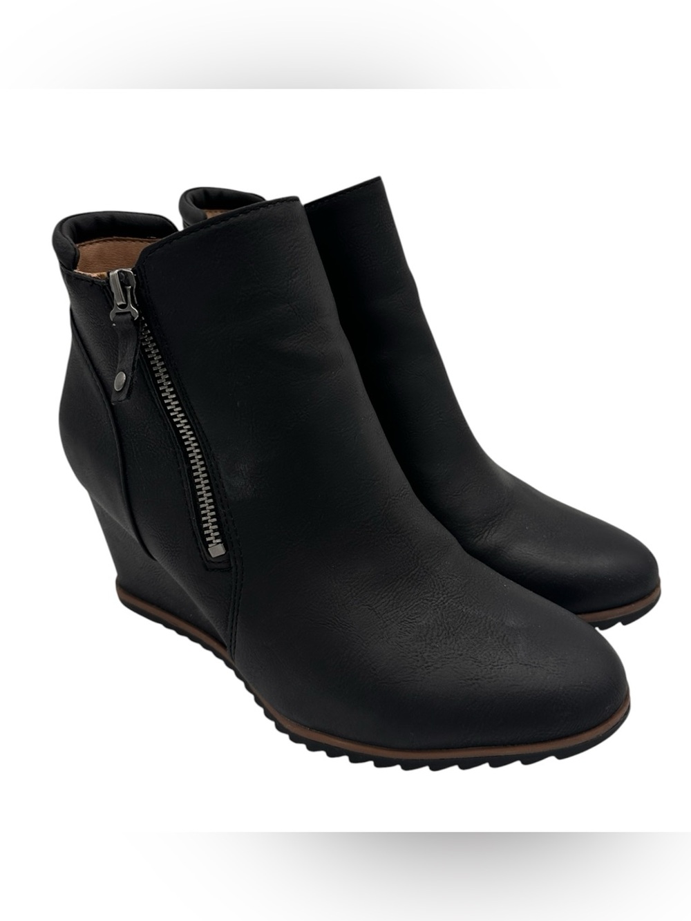 SOUL Naturalizer Women's Wedge Bootie in Black Zip-Up US 8.5M
